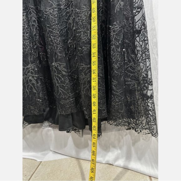 NEW $698 Mac Duggal [ 18 ] Embellished Wrap Over Long Sleeve Gown‎ Black - Picture 6 of 15